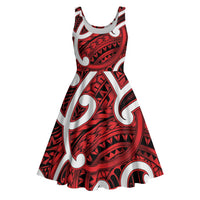 Aotearoa Maori Kowhaiwhai Midi Dress Whero Puhoro and Patiki LT9 Red - Polynesian Pride