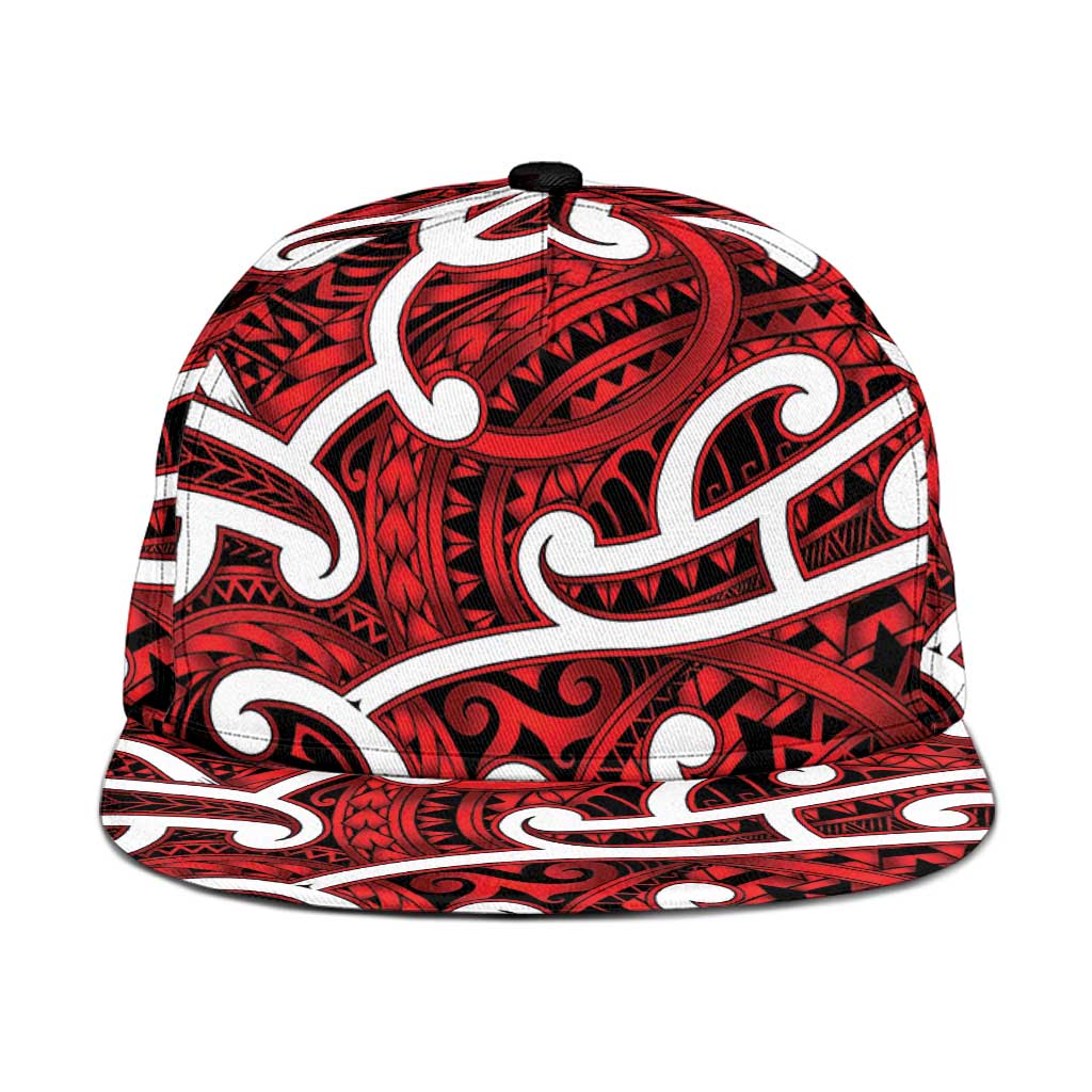 Aotearoa Maori Kowhaiwhai Snapback Cap Whero Puhoro and Patiki