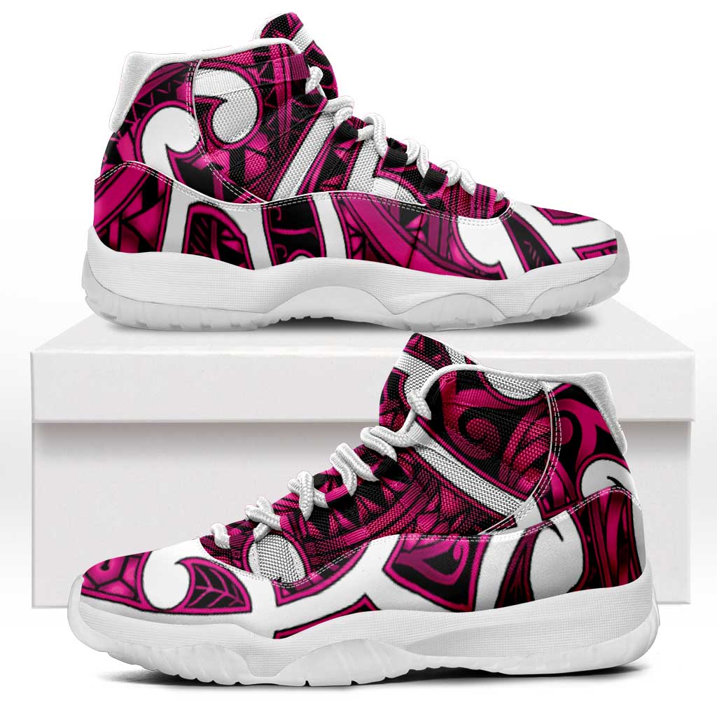Aotearoa Maori Kowhaiwhai Sneakers J11 Mawhero Puhoro and Patiki LT9 Pink - Polynesian Pride