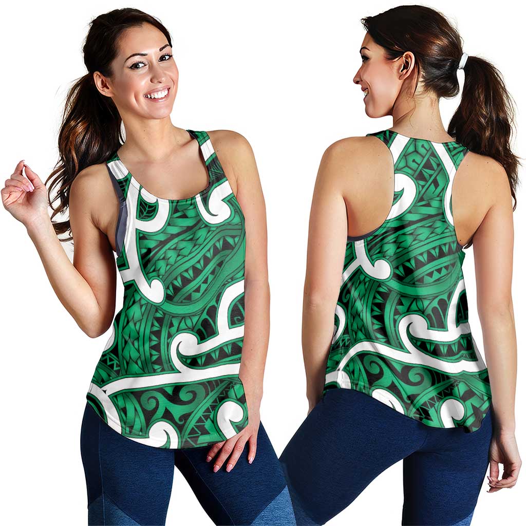 Aotearoa Maori Kowhaiwhai Women Racerback Tank Kakariki Puhoro and Patiki LT9 - Polynesian Pride