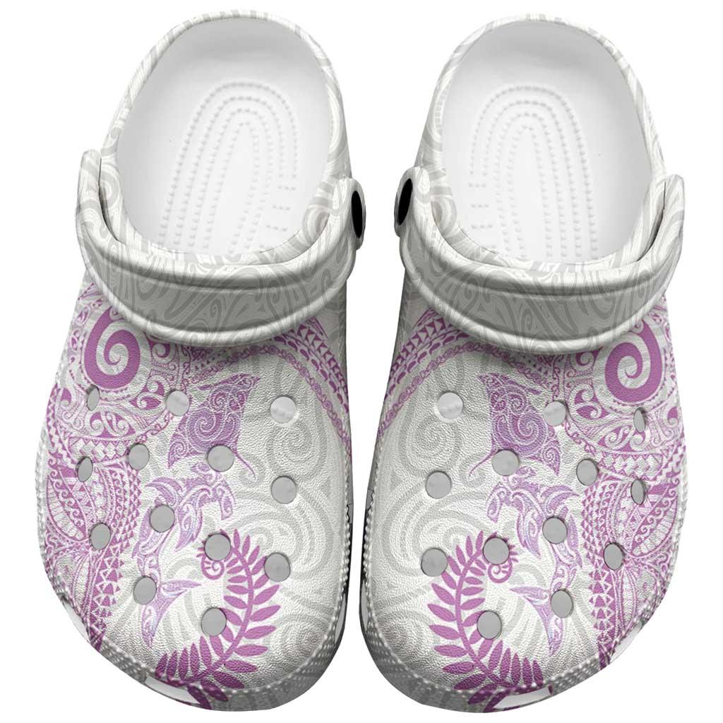 Aotearoa Maori Sea Animals Tribal Clogs Shoes Manta Ray and Shark Moko Pattern Pink Color LT03 Pink - Polynesian Pride
