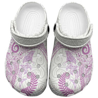 Aotearoa Maori Sea Animals Tribal Clogs Shoes Manta Ray and Shark Moko Pattern Pink Color
