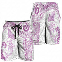 Aotearoa Maori Sea Animals Tribal Shorts for Men Manta Ray and Shark Moko Pattern Pink Color LT03 - Polynesian Pride