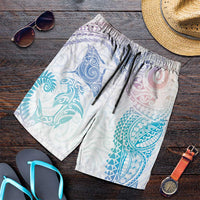 Aotearoa Maori Sea Animals Tribal Shorts for Men Manta Ray and Shark Moko Pattern Sweet Pastel LT03 Multicolor - Polynesian Pride