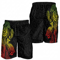 Aotearoa Moko Tribal Tattoo Shorts for Men New Zealand Maori Penguin and Fantail Reggae Style