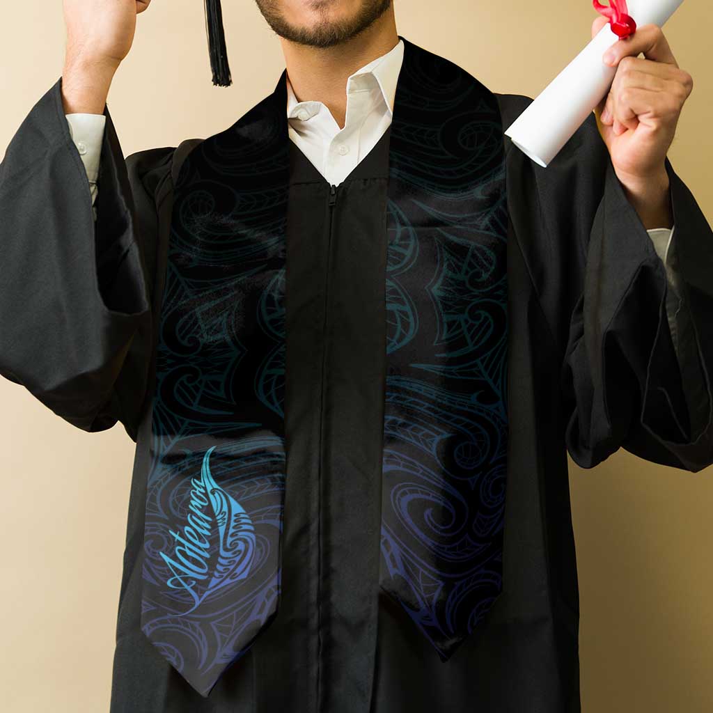 Aotearoa New Zealand Graduation Stole Koru Fern Blue Gradient LT05 - Polynesian Pride
