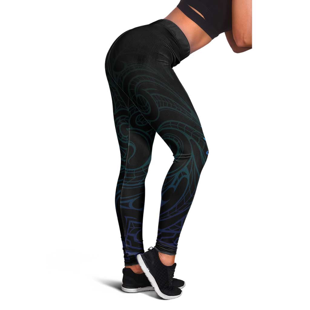 Aotearoa New Zealand Leggings Koru Fern Blue Gradient - Polynesian Pride