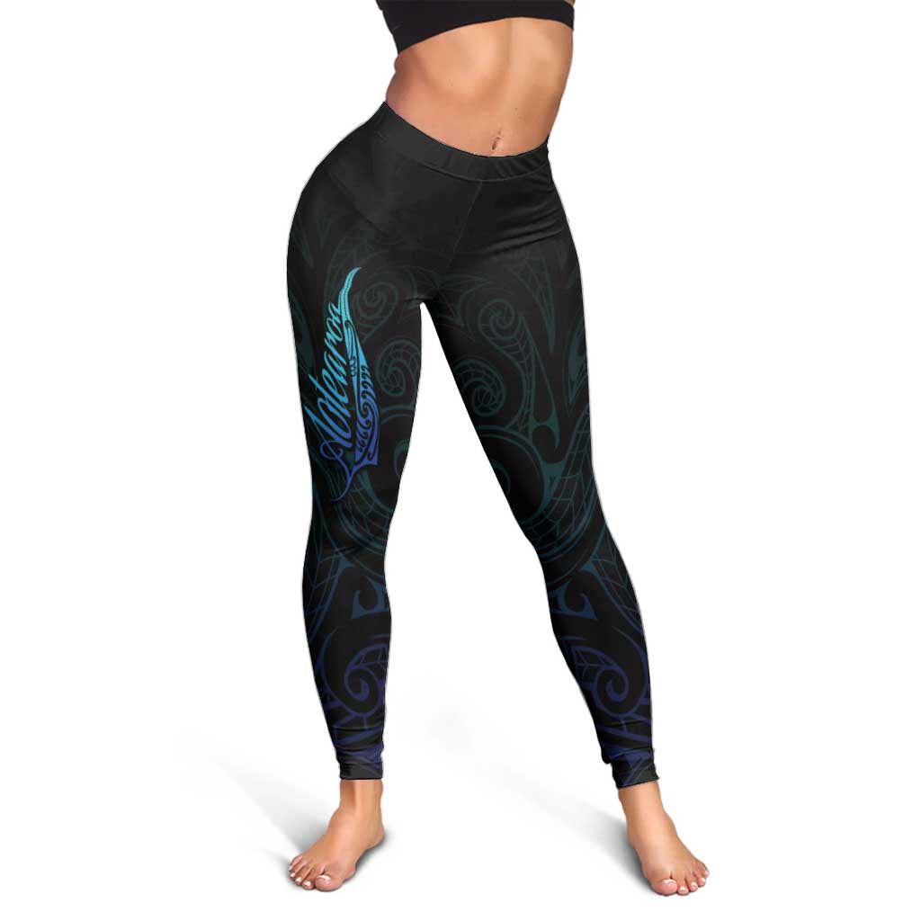 Aotearoa New Zealand Leggings Koru Fern Blue Gradient - Polynesian Pride