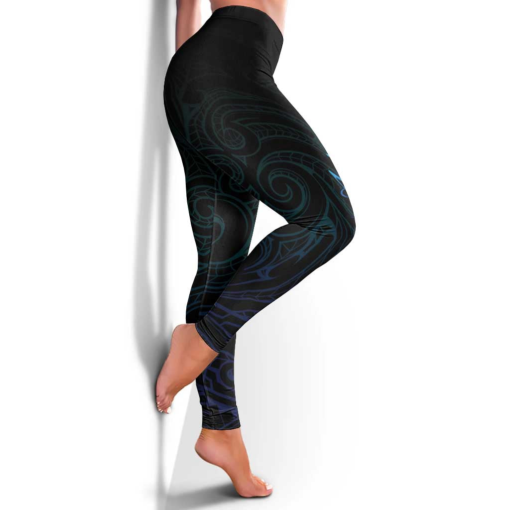 Aotearoa New Zealand Leggings Koru Fern Blue Gradient - Polynesian Pride
