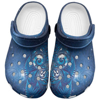 Aotearoa New Zealand New Year Clogs Shoes Tribal Koru Tattoo Blue Galaxy Maori Silver Fern LT03 Blue - Polynesian Pride