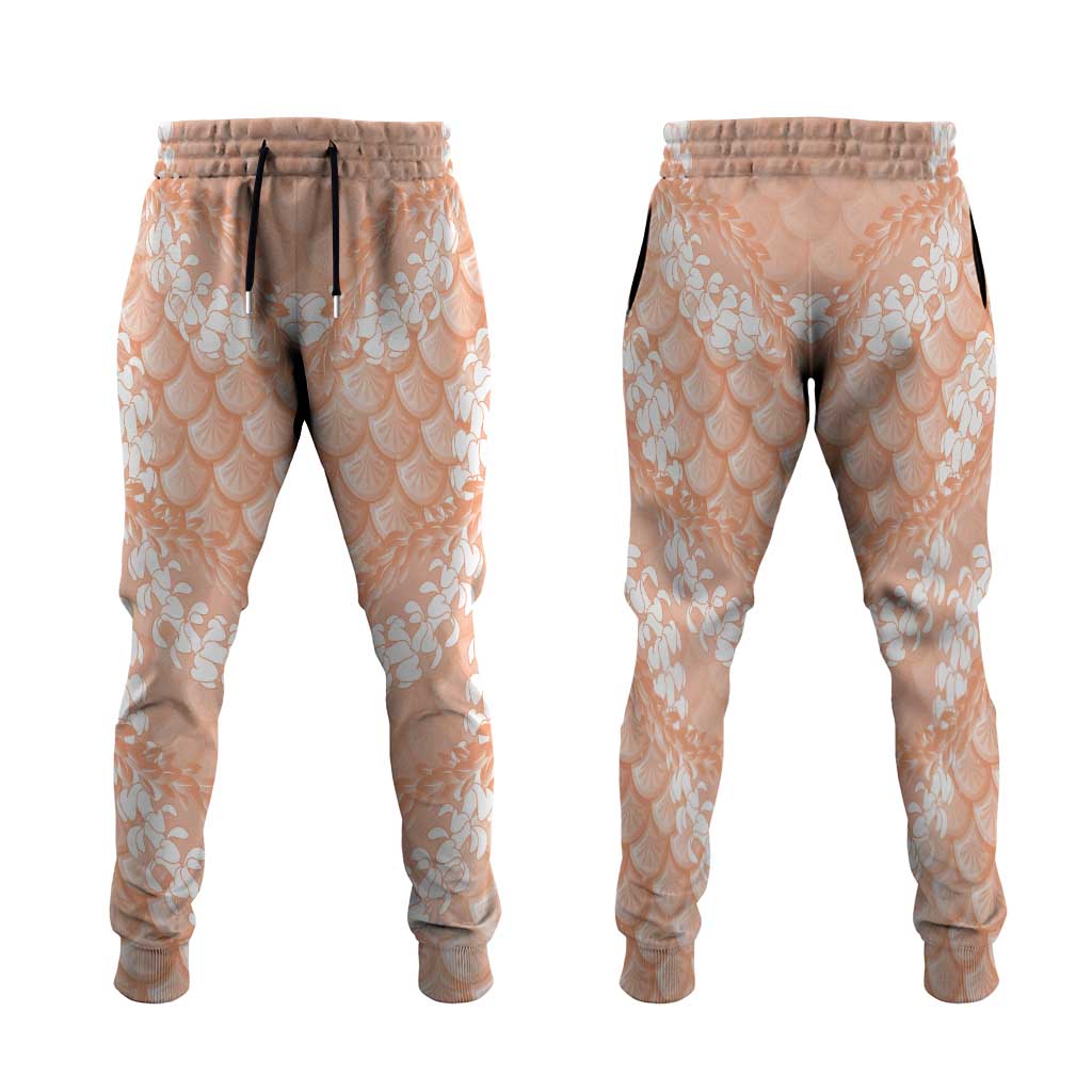 Apricot Mermaid Puakenikeni Maile Lei Jogger Pants LT01 Apricot - Polynesian Pride