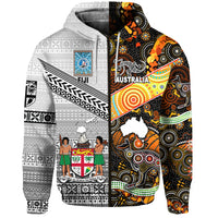 Australia Fiji Hoodie Aboriginal and Tapa Together Central Coast Fijians LT8 Zip Hoodie Art - Polynesian Pride