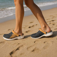 Australia New Zealand Rugby Clogs Shoes Gold Aboriginal Wallabies and Maori Black Fern - Polynesian Pride