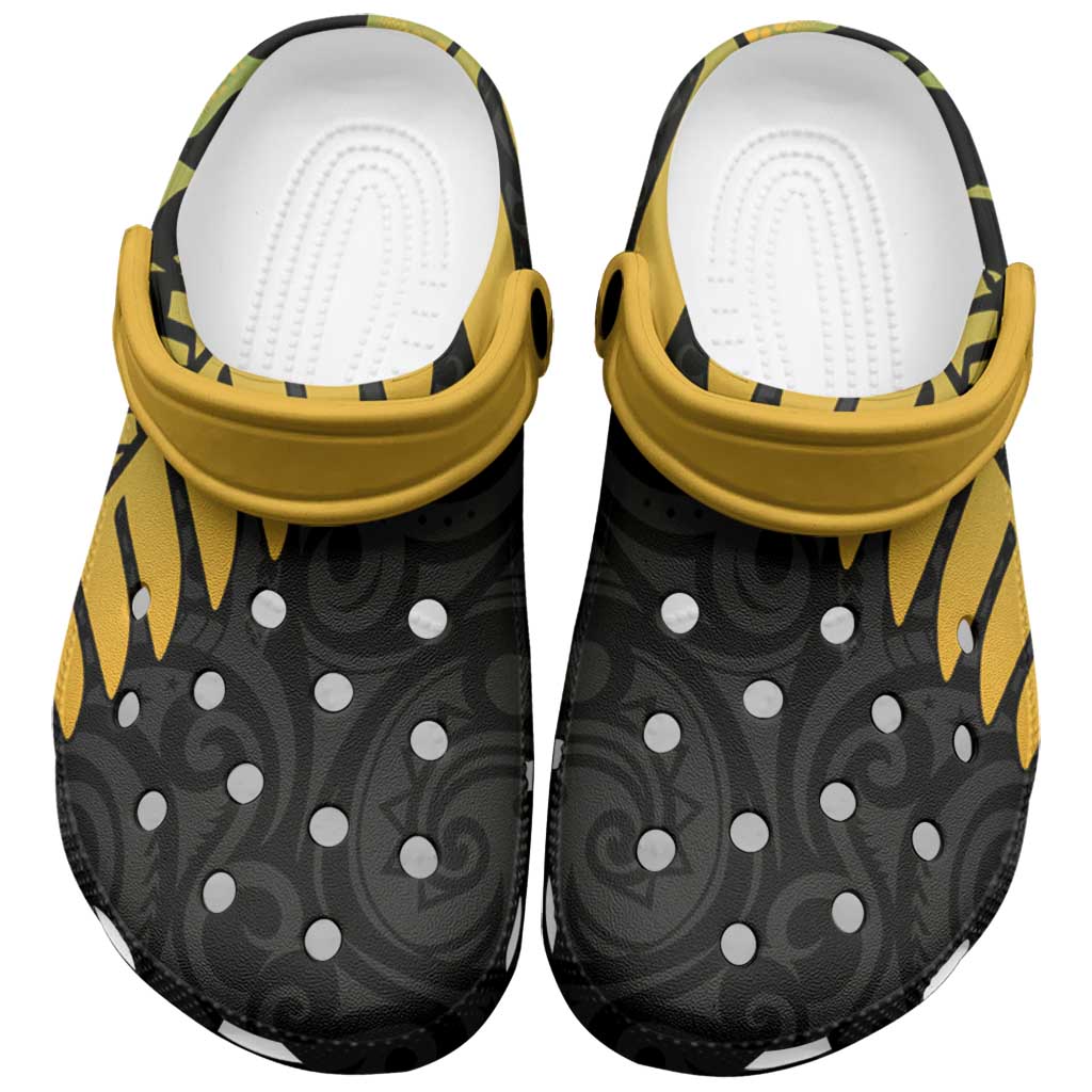 Australia New Zealand Rugby Clogs Shoes Gradient Aboriginal Wallabies and Maori Black Fern - Polynesian Pride