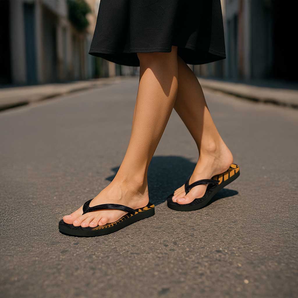 Australia New Zealand Rugby Flip Flops Gold Aboriginal Wallabies and Maori Black Fern LT9 - Polynesian Pride