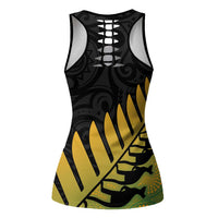 Australia New Zealand Rugby Hollow Tank Top Gradient Aboriginal Wallabies and Maori Black Fern - Polynesian Pride