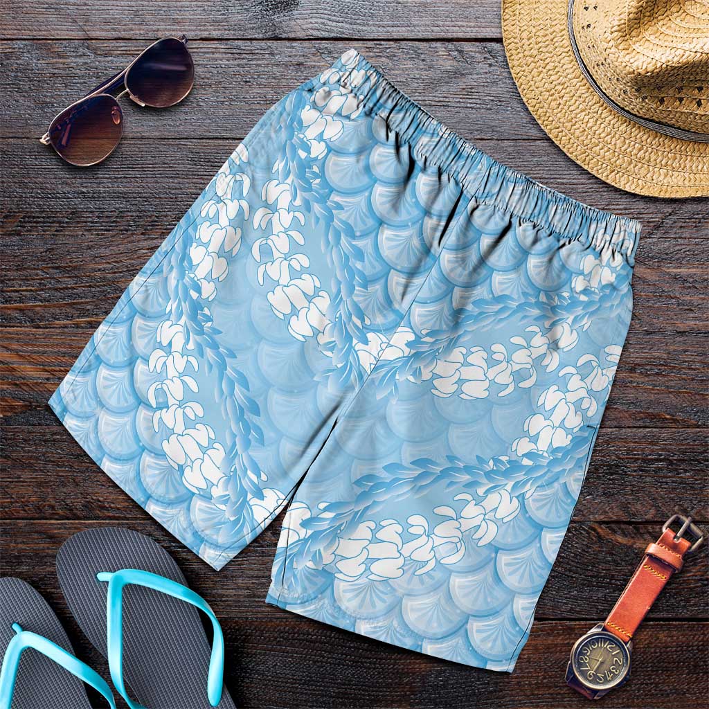 Baby Blue Mermaid Puakenikeni Maile Lei Shorts for Men