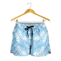 Baby Blue Mermaid Puakenikeni Maile Lei Shorts for Women LT01 - Polynesian Pride