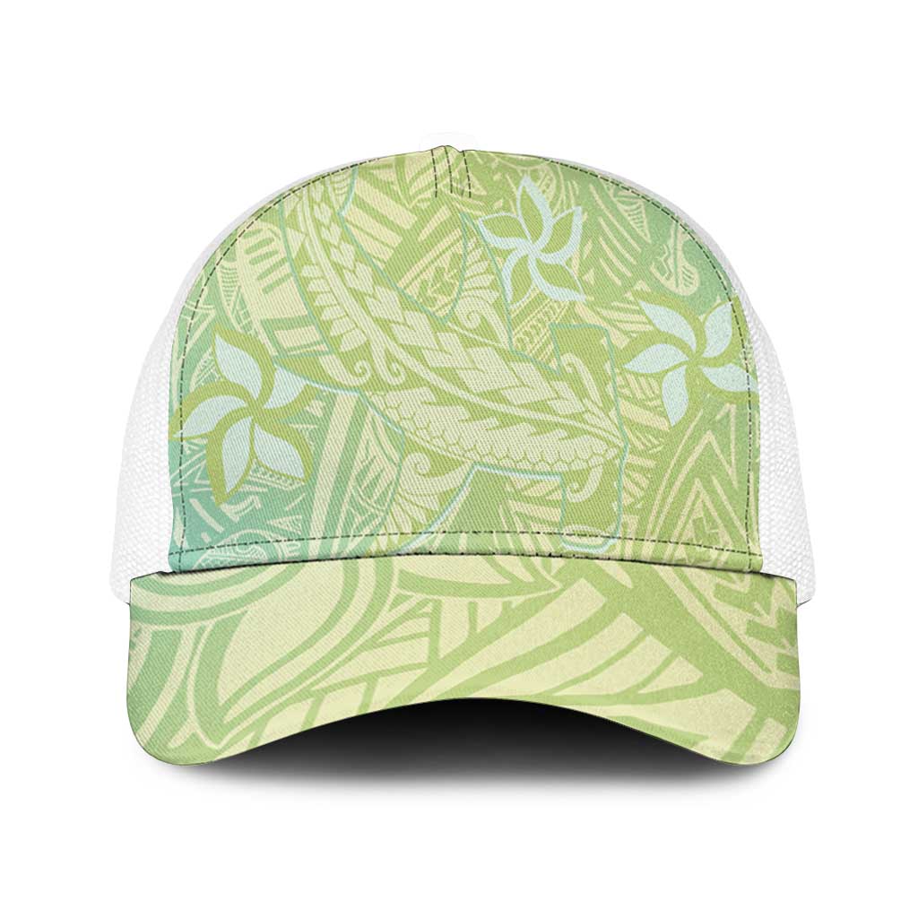 Baby Green Gradient Polynesia Baseball Net Cap Hawaiian Tribal Hammerhead Shark Tattoo - Polynesian Pride