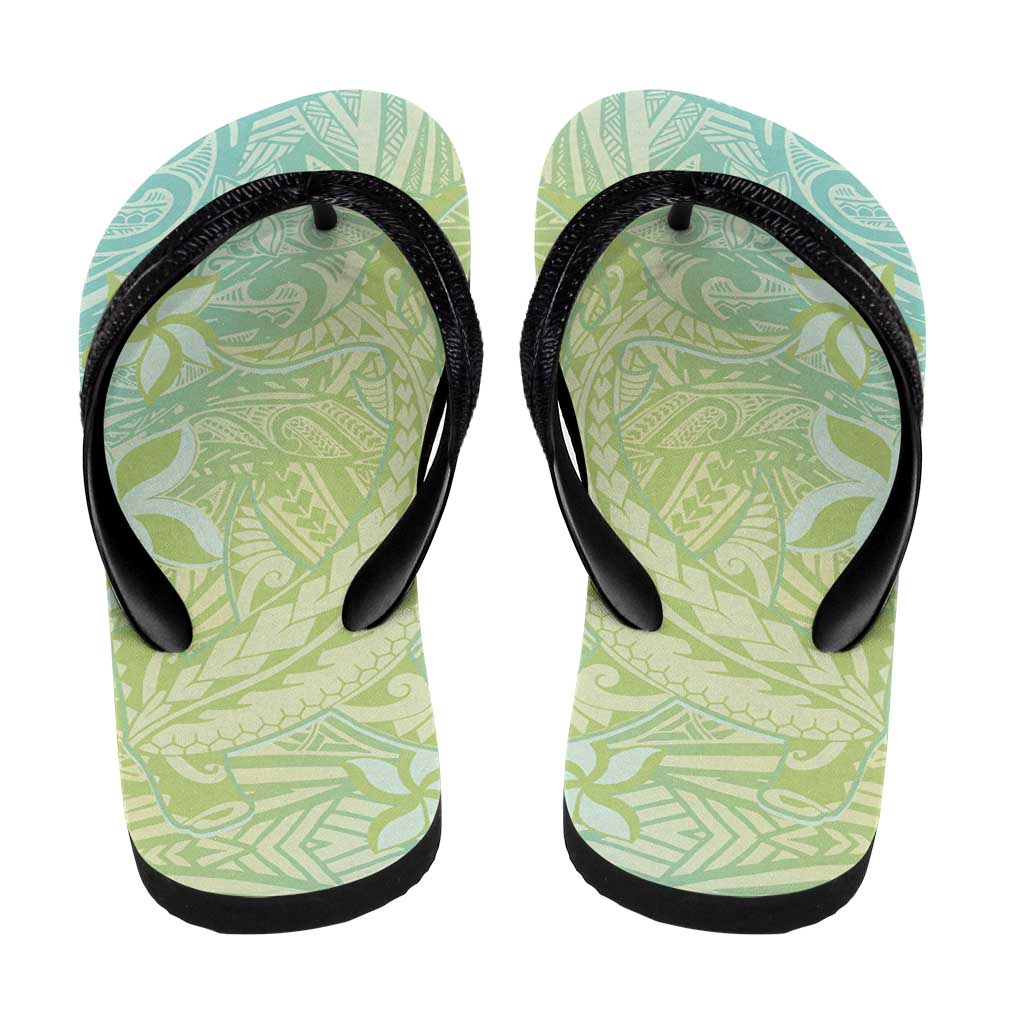 Baby Green Gradient Polynesia Flip Flops Hawaiian Tribal Hammerhead Shark Tattoo LT14 - Polynesian Pride
