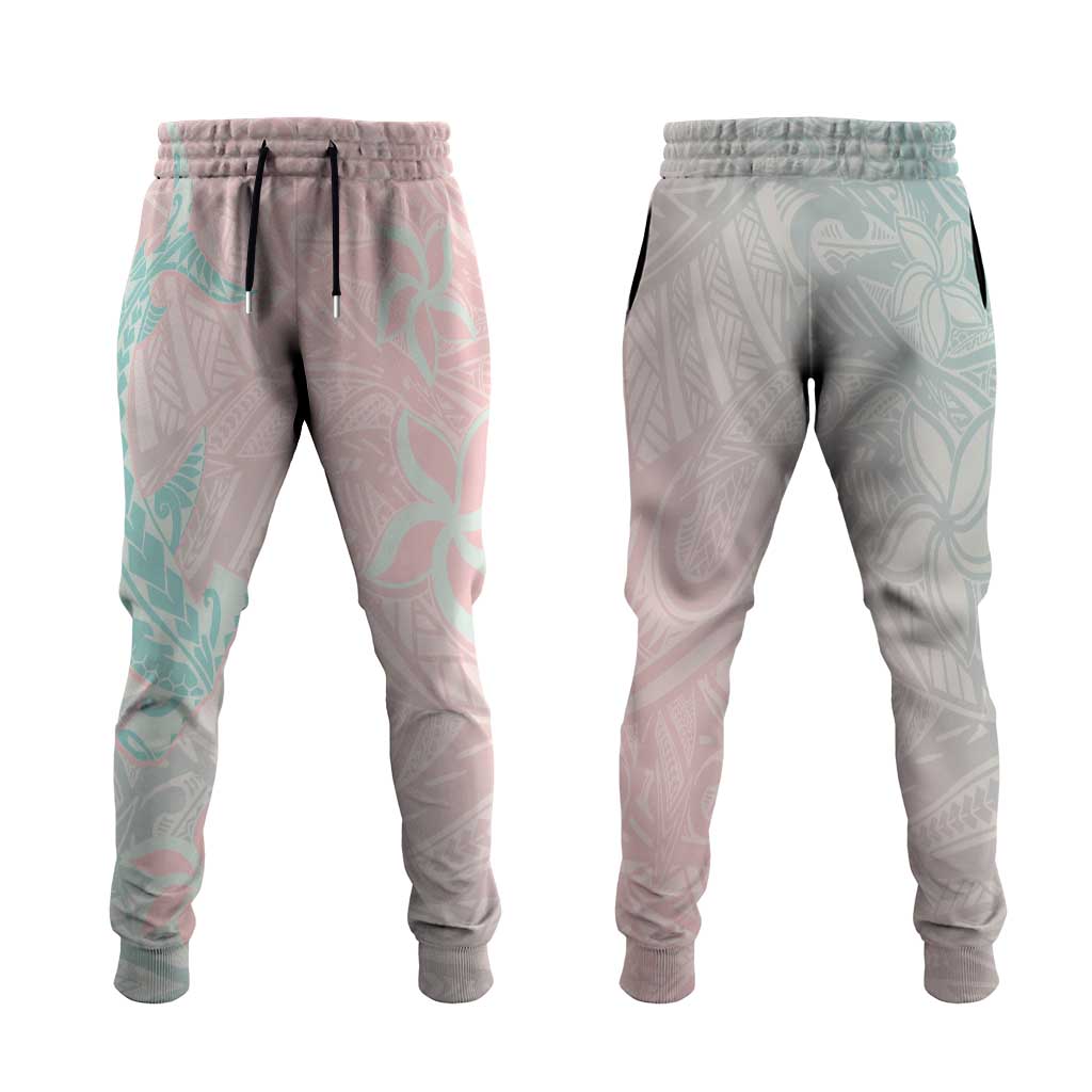 Baby Pink Gradient Polynesia Jogger Pants Hawaiian Tribal Hammerhead Shark Tattoo - Polynesian Pride