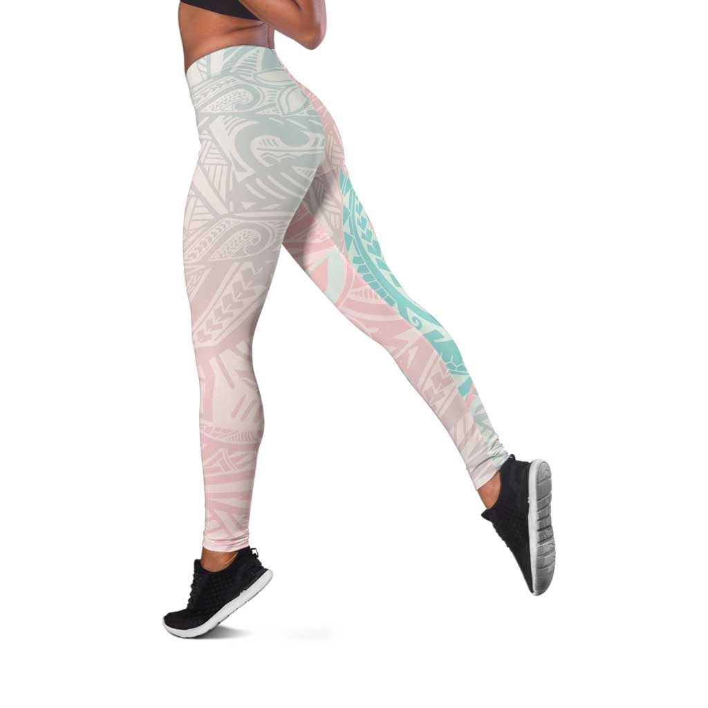 Baby Pink Gradient Polynesia Leggings Hawaiian Tribal Hammerhead Shark Tattoo LT14 Baby Pink - Polynesian Pride