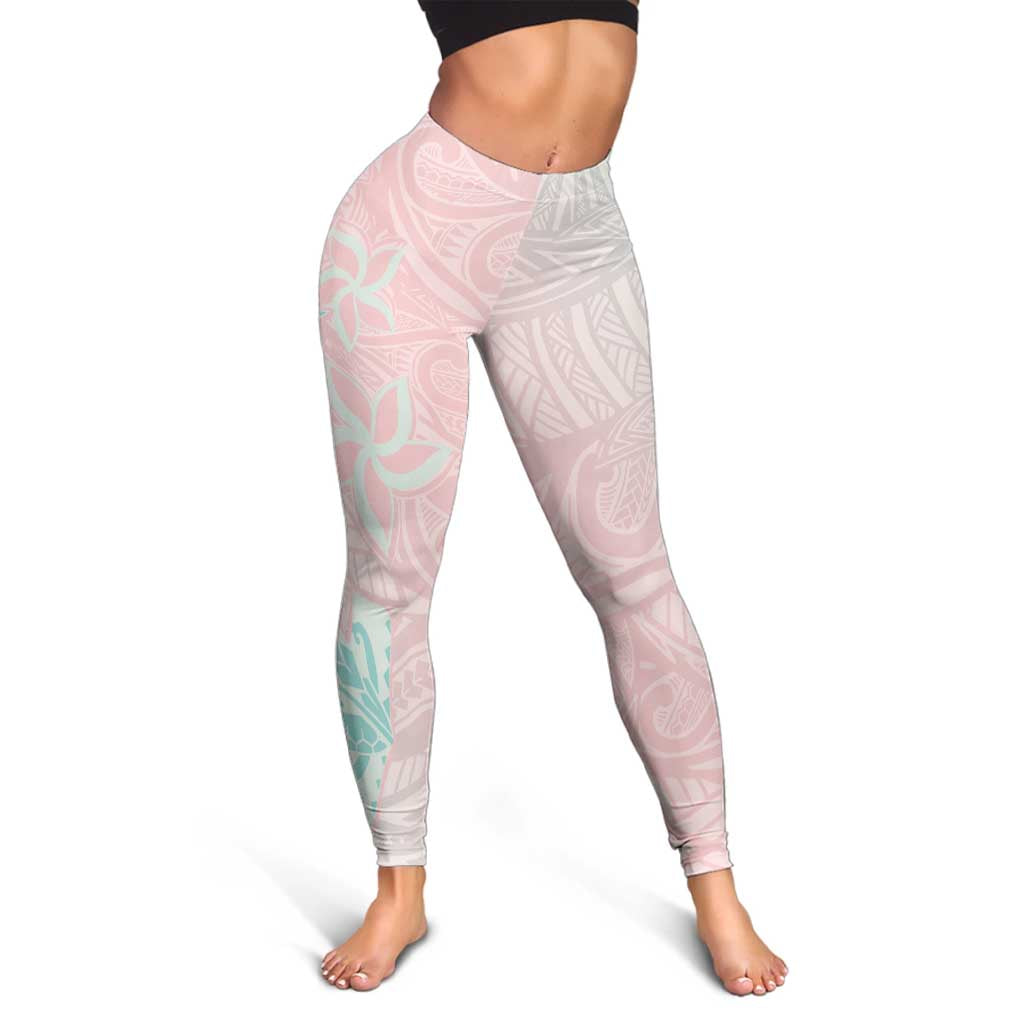 Baby Pink Gradient Polynesia Leggings Hawaiian Tribal Hammerhead Shark Tattoo LT14 - Polynesian Pride