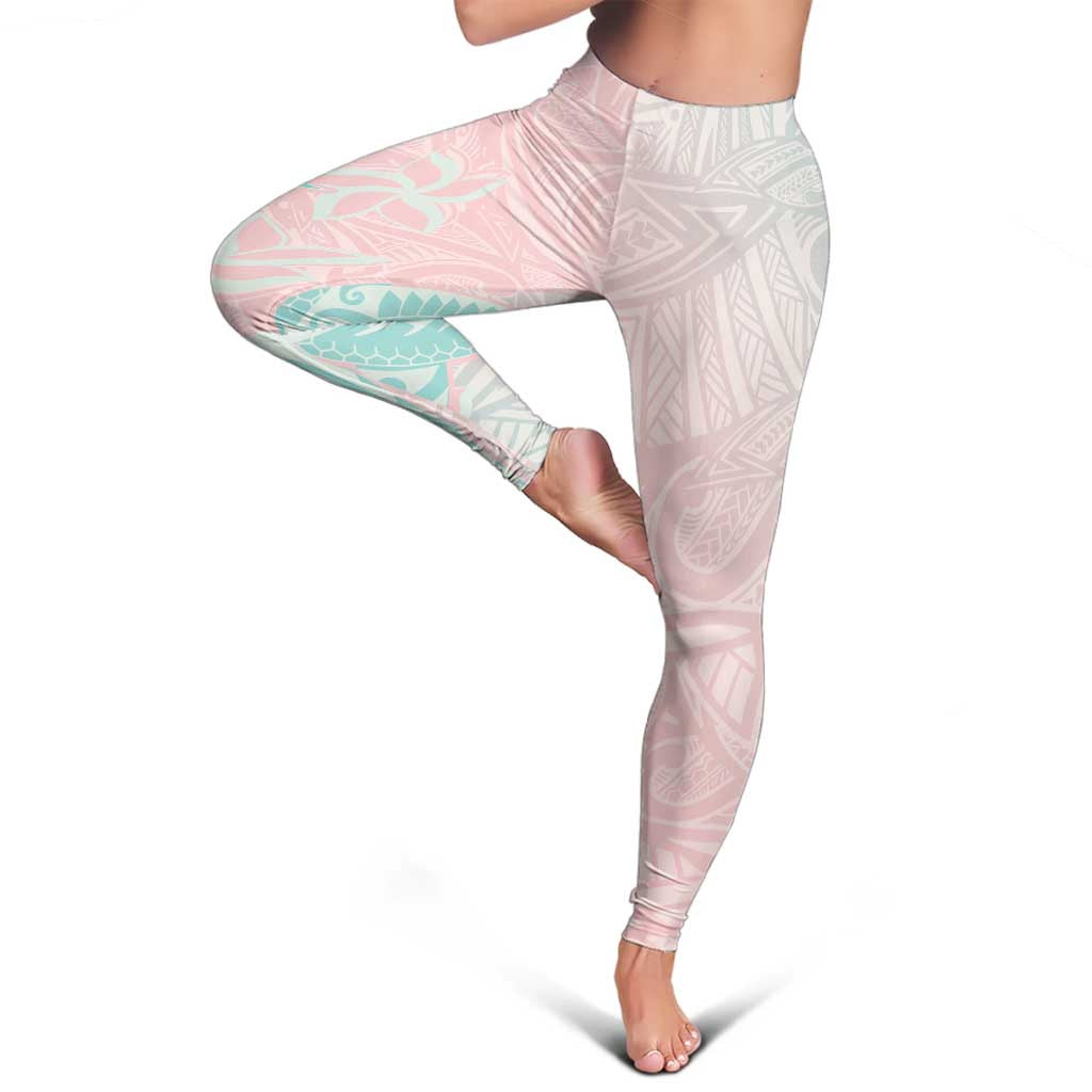 Baby Pink Gradient Polynesia Leggings Hawaiian Tribal Hammerhead Shark Tattoo LT14 - Polynesian Pride