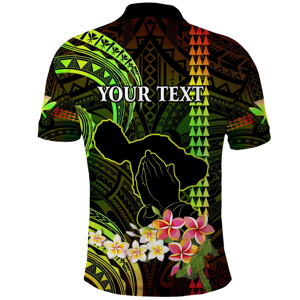 Personalised Hawaii Polo Shirt Pray For Maui Hawaiian Plumeria Pattern Reggae Version LT14 - Polynesian Pride