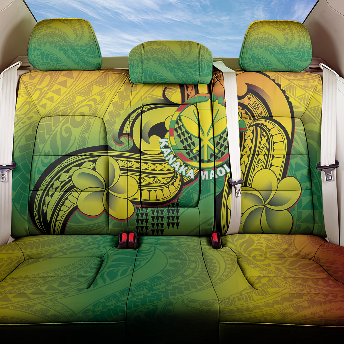 Hawaii Flag Day Back Car Seat Cover Kanaka Maoli With Kakau Polynesian Pattern LT14