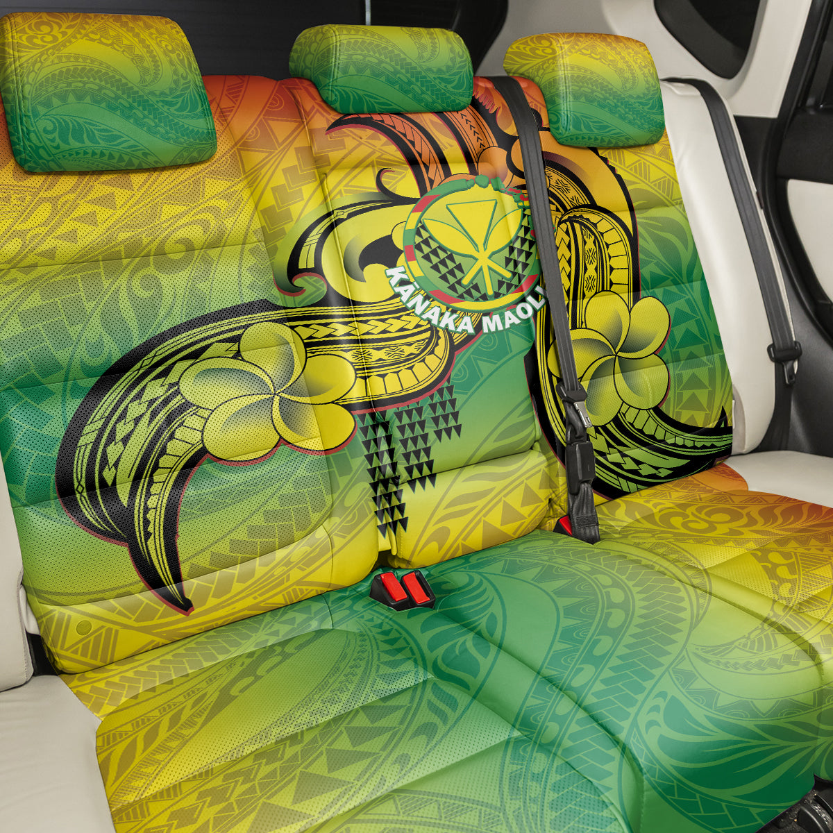 Hawaii Flag Day Back Car Seat Cover Kanaka Maoli With Kakau Polynesian Pattern LT14