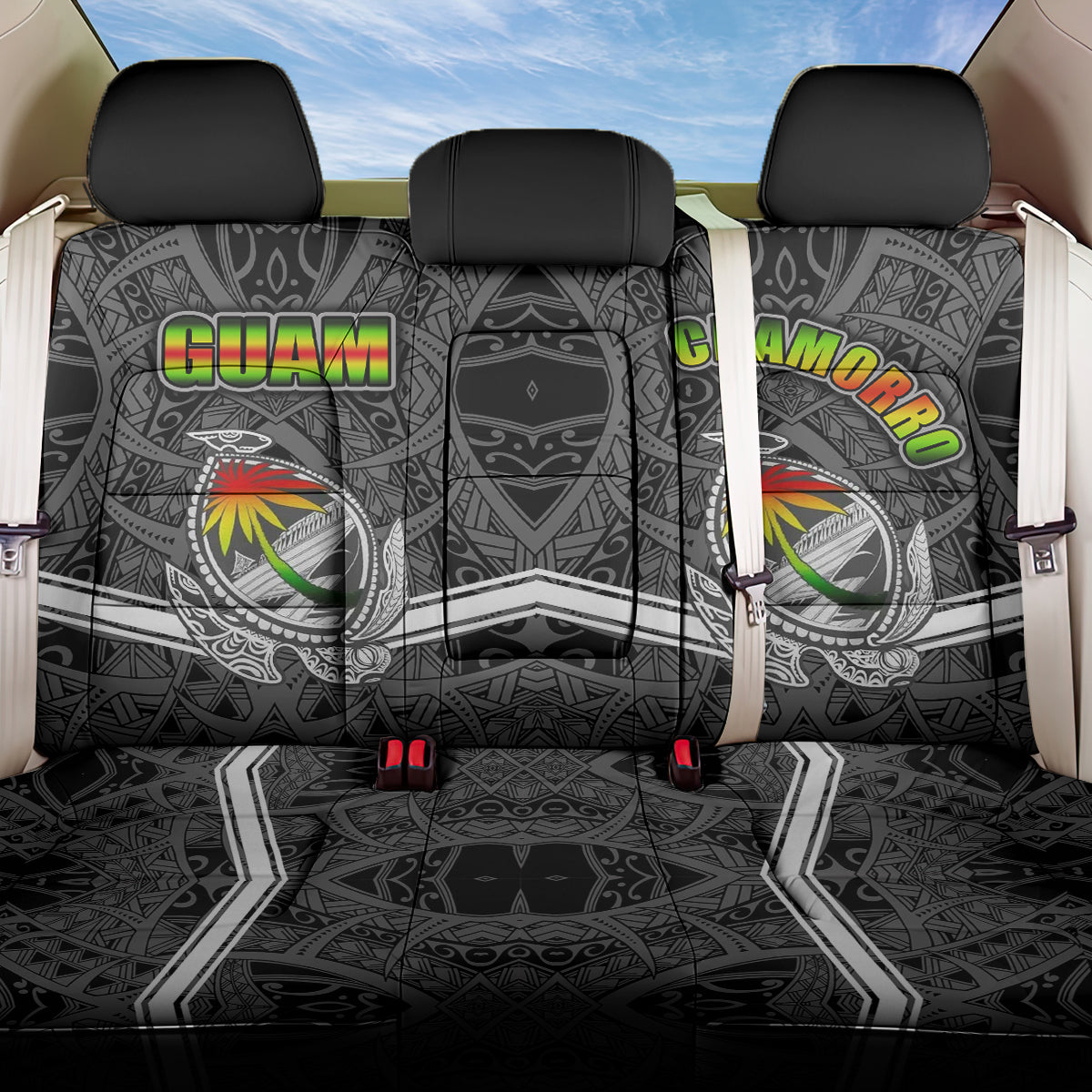 Guam Back Car Seat Covers - Turtle Guam Seal Chamorro