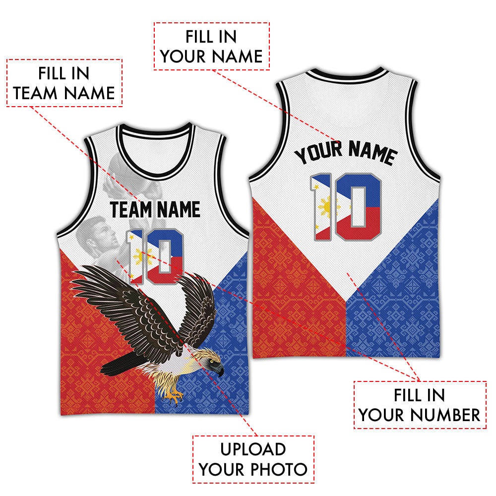 Custom Grayscale Photo Basketball Jersey Pilipinas Eagle CTM03