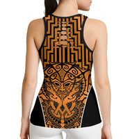Basketball New Zealand Hollow Tank Top Gold Maori Ta Moko Indigenous LT9 - Polynesian Pride