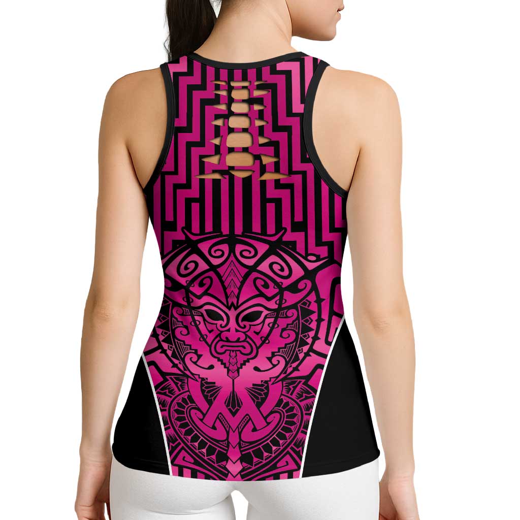 Basketball New Zealand Hollow Tank Top Pink Maori Ta Moko Indigenous LT9 - Polynesian Pride