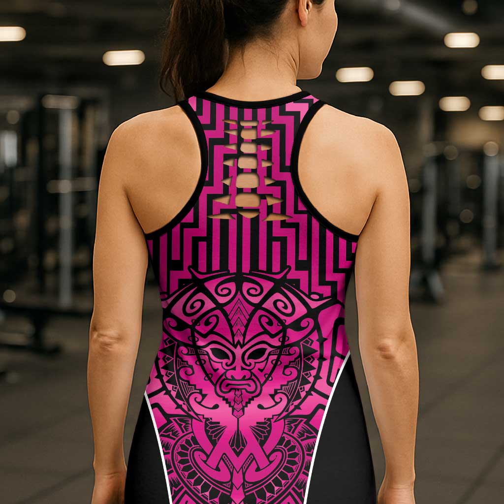 Basketball New Zealand Hollow Tank Top Pink Maori Ta Moko Indigenous LT9 - Polynesian Pride