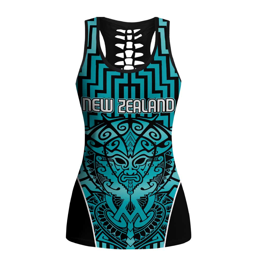 Basketball New Zealand Hollow Tank Top Teal Maori Ta Moko Indigenous LT9 Female Teal - Polynesian Pride