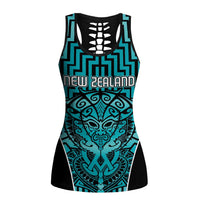 Basketball New Zealand Hollow Tank Top Teal Maori Ta Moko Indigenous LT9 Female Teal - Polynesian Pride