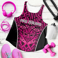 Basketball New Zealand Women Racerback Tank Pink Maori Ta Moko Indigenous LT9 Pink - Polynesian Pride