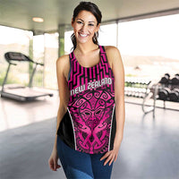 Basketball New Zealand Women Racerback Tank Pink Maori Ta Moko Indigenous LT9 - Polynesian Pride