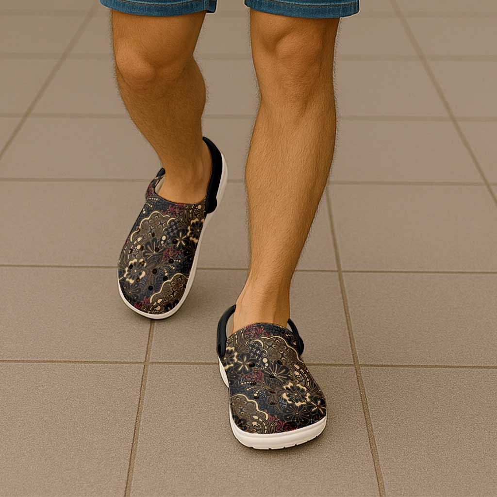 Batik Sekar Jagad Clogs Shoes Indonesian Traditional Pattern