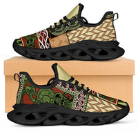 Beige Aotearoa Kowhaiwhai Pattern Clunky Sneakers NZ Maori Quilt Style - Polynesian Pride