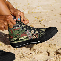 Beige Aotearoa Kowhaiwhai Pattern High Top Shoes NZ Maori Quilt Style LT14 - Polynesian Pride