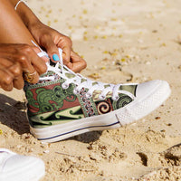 Beige Aotearoa Kowhaiwhai Pattern High Top Shoes NZ Maori Quilt Style LT14 - Polynesian Pride