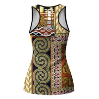 Beige Aotearoa Kowhaiwhai Pattern Hollow Tank Top NZ Maori Quilt Style LT14 - Polynesian Pride