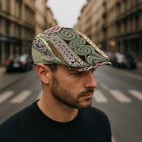 Beige Aotearoa Kowhaiwhai Pattern Jeff Hat NZ Maori Quilt Style - Polynesian Pride