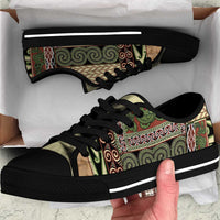 Beige Aotearoa Kowhaiwhai Pattern Low Top Shoes NZ Maori Quilt Style LT14 Beige - Polynesian Pride