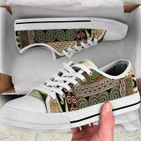 Beige Aotearoa Kowhaiwhai Pattern Low Top Shoes NZ Maori Quilt Style LT14 Beige - Polynesian Pride