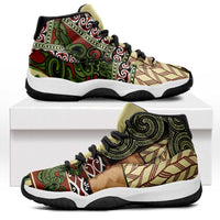 Beige Aotearoa Kowhaiwhai Pattern Sneakers J11 NZ Maori Quilt Style - Polynesian Pride