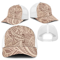 Beige Gradient Polynesia Baseball Net Cap Hawaiian Tribal Hammerhead Shark Tattoo - Polynesian Pride